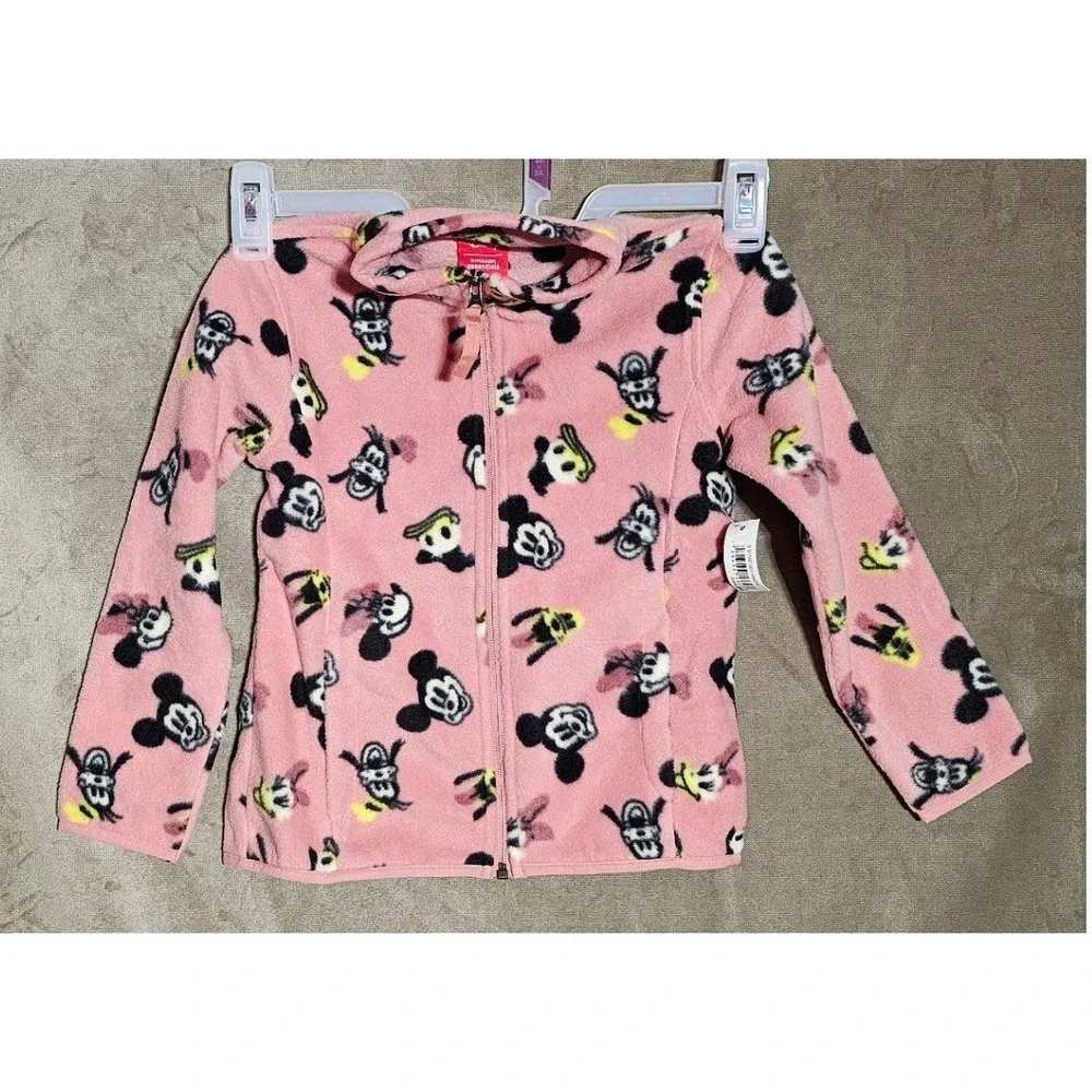Disney Amazon Essentials Girls Pink Mickey Minnie Mouse Fleece Zip Jacket S 6-7